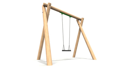 Single Commercial Swing Frame with flat seat – Radiata Pine round timber