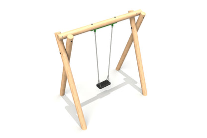 Single Commercial Swing Frame with flat seat – Radiata Pine round timber