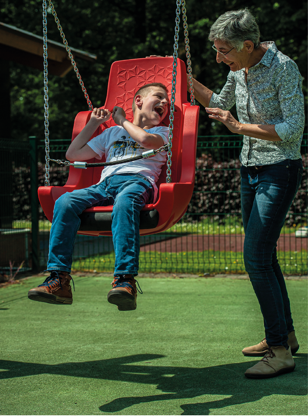 Active Wooden Swing Frame with special needs seat and rubber seat