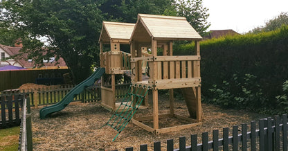 ACTIVE Longtown towers – 140x140cm- 1.5 and 1.2m platform height, with slide, 3 accessories, seating AND INSTALLATION