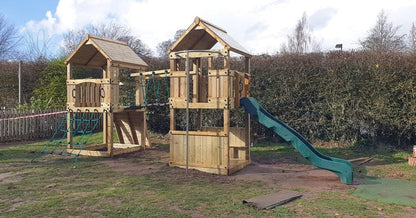 ACTIVE Longtown towers – 140x140cm- 1.5 and 1.2m platform height, with slide, 3 accessories, seating AND INSTALLATION