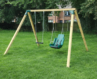 Active Wooden Swing Frame with special needs seat and rubber seat