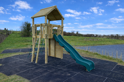 ACTIVE Pembridge Tower with slide, ladder, climbing wall and net. INSTALLED