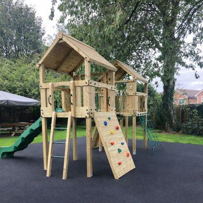 ACTIVE Woodland towers – 2x 1.5 height platforms, with slide, 4 accessories AND INSTALLATION