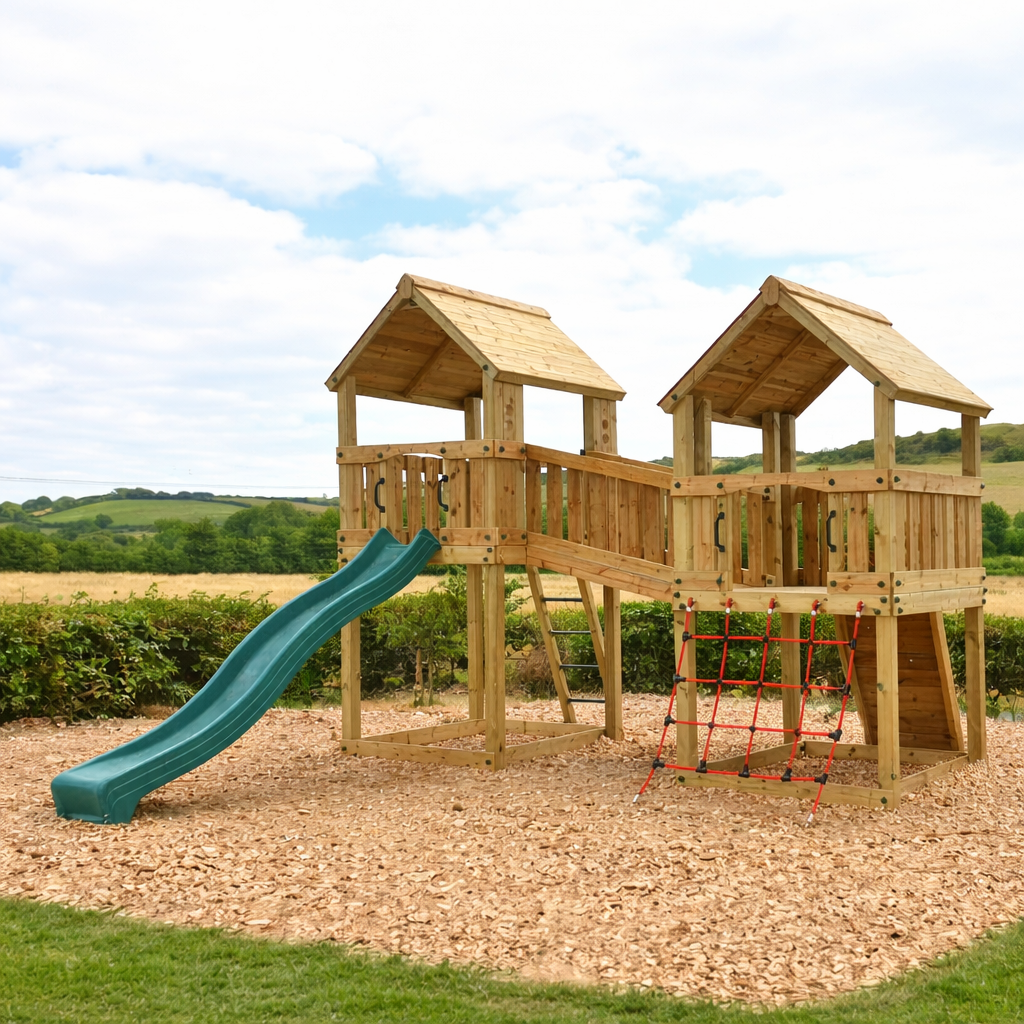ACTIVE Hopton towers – 1.5 and 1.2m platform height, with slide, 3 accessories AND INSTALLATION