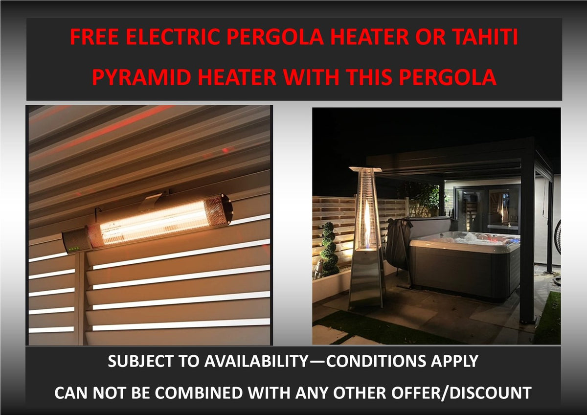 4m x 3.6m Aluminium Louvered Pergola – Grey
