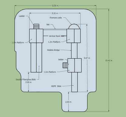 ACTIVE Hampton towers – 3 x 140x140cm platforms- 1.5 and 1.2m platform height, including INSTALLATION