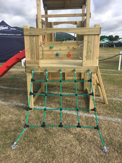 Wigmore Tower with slide, ladder, climbing walls, net. INSTALLED