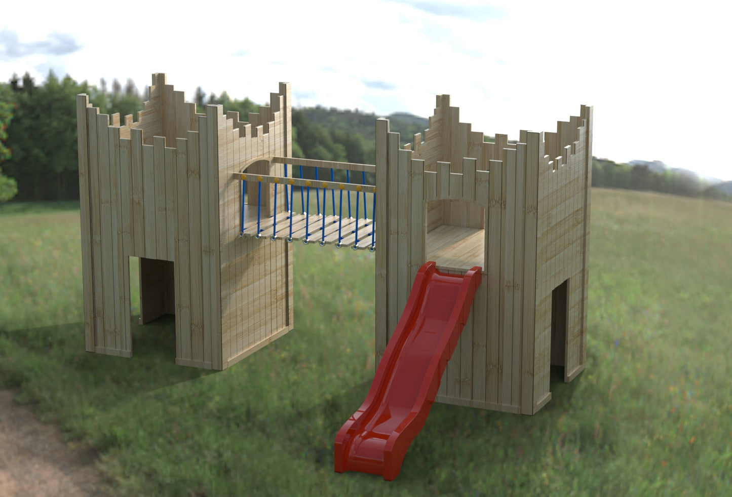 “Active” Double Castle. 125cm platform height – INSTALLED. Ideal for commercial playgrounds