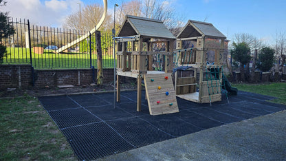 ACTIVE Longtown towers – 140x140cm- 1.5 and 1.2m platform height, with slide, 3 accessories, seating AND INSTALLATION