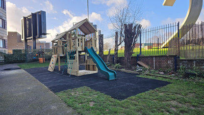 ACTIVE Longtown towers – 140x140cm- 1.5 and 1.2m platform height, with slide, 3 accessories, seating AND INSTALLATION