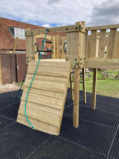 ACTIVE Lodge climbing frame – 2x 1.5 height platforms, with slide, 4 accessories AND INSTALLATION