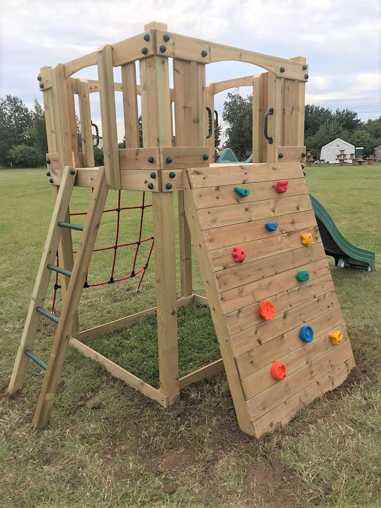 Active Climb ‘n’ Slide Tower with ladder, climbing wall and net. INSTALLED