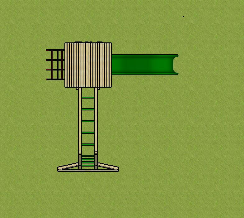 Goodrich Tower with slide, climbing wall, net and monkey bars. INSTALLED