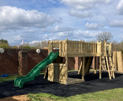 ACTIVE Lodge climbing frame – 2x 1.5 height platforms, with slide, 4 accessories AND INSTALLATION