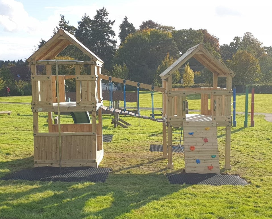 ACTIVE Longtown towers – 140x140cm- 1.5 and 1.2m platform height, with slide, 3 accessories, seating AND INSTALLATION