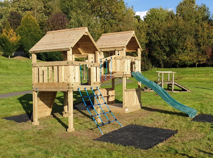 ACTIVE Longtown towers – 140x140cm- 1.5 and 1.2m platform height, with slide, 3 accessories, seating AND INSTALLATION