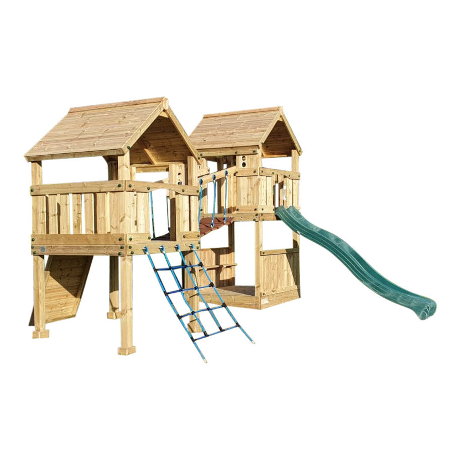 ACTIVE Longtown towers – 140x140cm- 1.5 and 1.2m platform height, with slide, 3 accessories, seating AND INSTALLATION