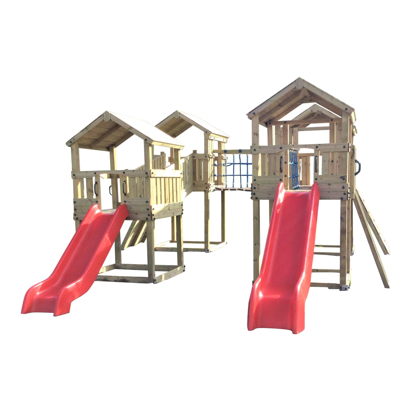 Ludlow Commercial Climbing frame with towers, slides, climbing wall, climber, fireman’s pole and bridges. With installation