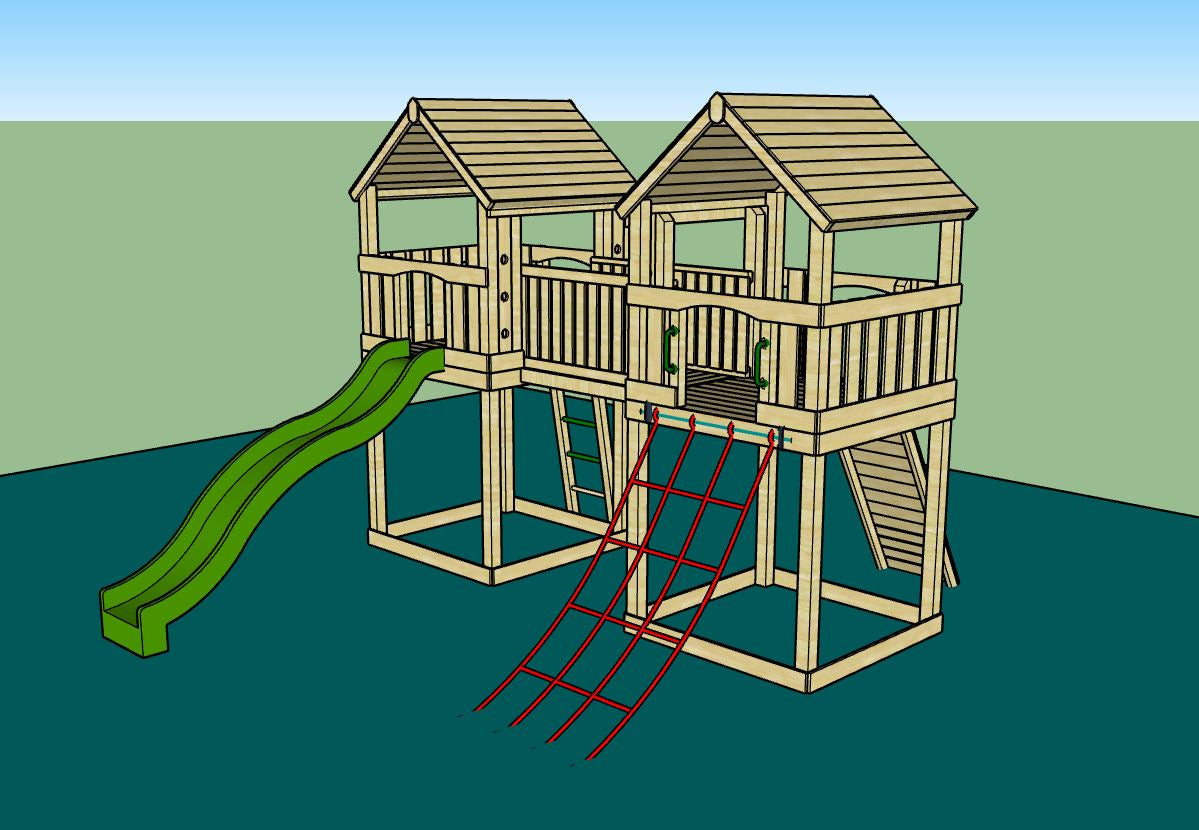ACTIVE Hopton towers – 1.5 and 1.2m platform height, with slide, 3 accessories AND INSTALLATION