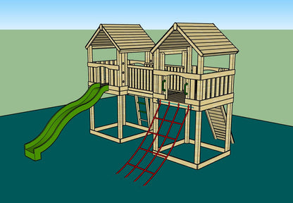 ACTIVE Hopton towers – 1.5 and 1.2m platform height, with slide, 3 accessories AND INSTALLATION