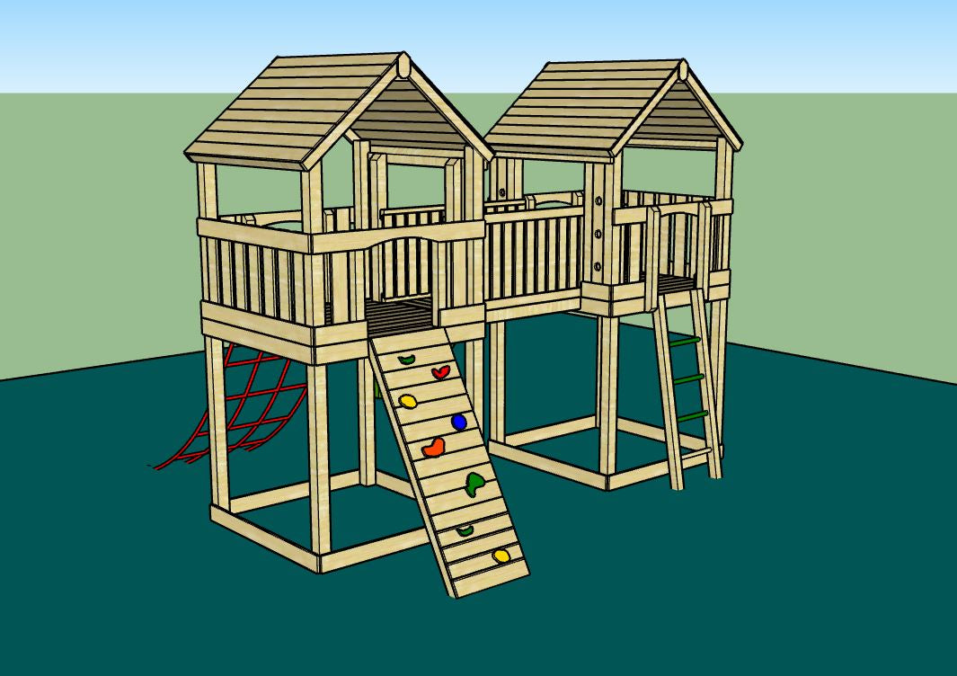 ACTIVE Hopton towers – 1.5 and 1.2m platform height, with slide, 3 accessories AND INSTALLATION