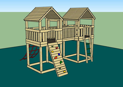 ACTIVE Hopton towers – 1.5 and 1.2m platform height, with slide, 3 accessories AND INSTALLATION