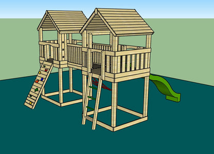 ACTIVE Hopton towers – 1.5 and 1.2m platform height, with slide, 3 accessories AND INSTALLATION