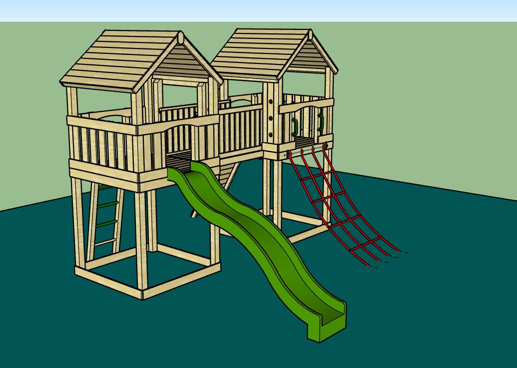 ACTIVE Hopton towers – 1.5 and 1.2m platform height, with slide, 3 accessories AND INSTALLATION