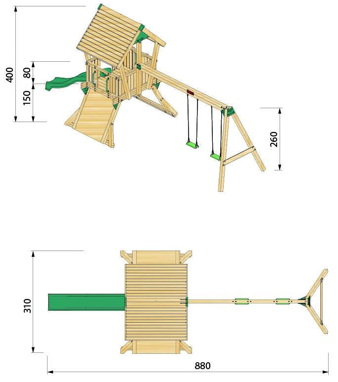 Hy-land Project Q2S  Climbing Frame with swing module – Hyland Q2S